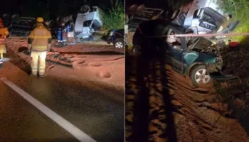  Acidente entre carro e bitrem deixa três mortos na BR-262, no interior de MG