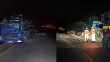 Batida entre carretas na MGC-455 provoca morte de motorista