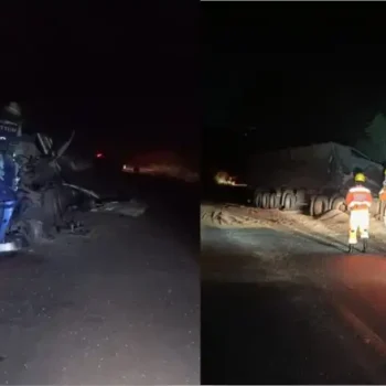 Batida entre carretas na MGC-455 provoca morte de motorista