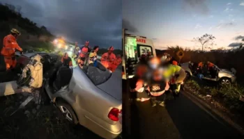 Tenente-coronel da PM fica gravemente ferido após bater carro contra poste na BR-381